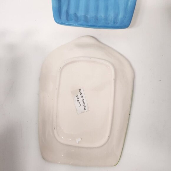 Cup Cake Plate Set Multicolor Ceramic Dessert Plates 4Pcs Fine Life Products NEW - Picture 4 of 7